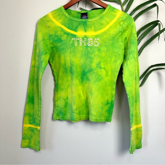 Vintage Tops - 90's Tommy Jeans Neon Tie Dye Long Sleeved Tee